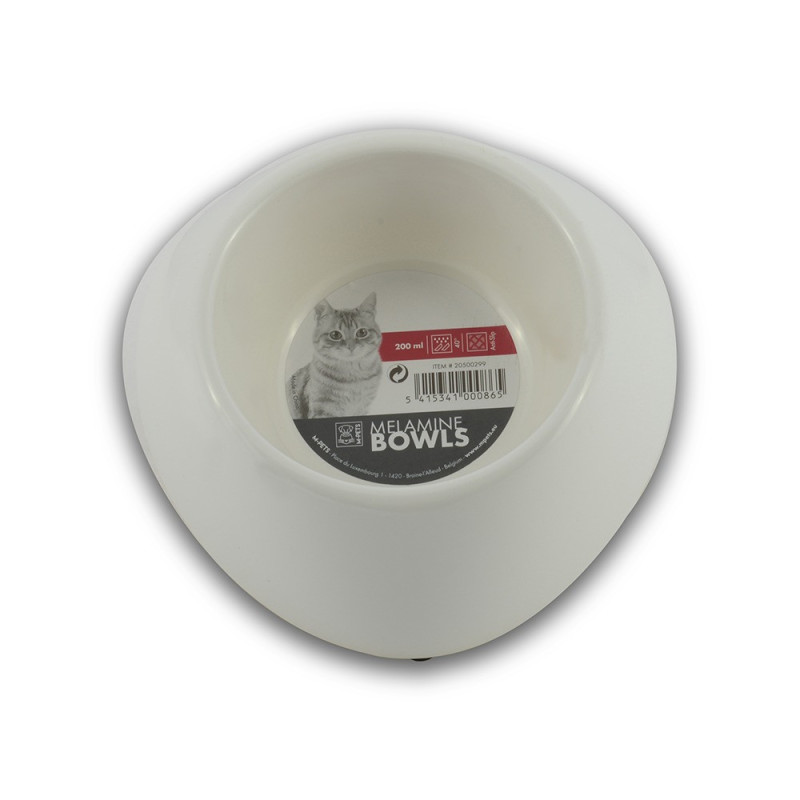 M-Pets Melamine Single Bowl For Cat, 200Ml (White)