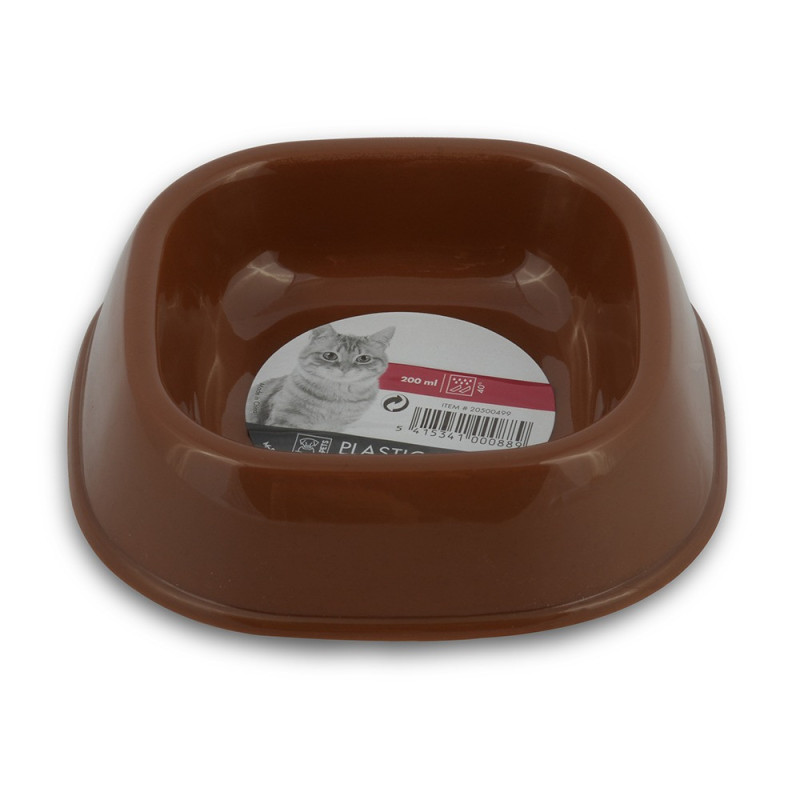 M-Pets Plastic Single Bowl For Cat, 200Ml (Brown)