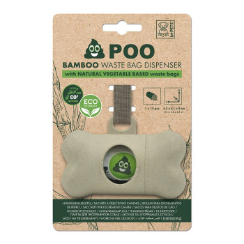 M-Pets Poo Bamboo Waste Bags Dispenser Plus 15 Bags, 22 x 32 Cm