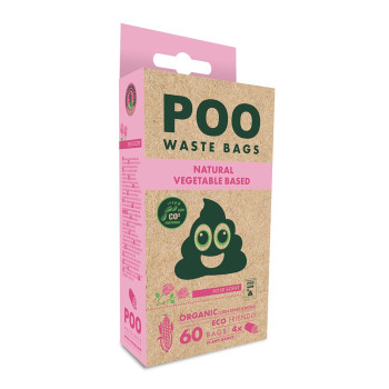 M-Pets Poo Eco Friendly Waste Bags Rose Scented For Dog, 60 Bags