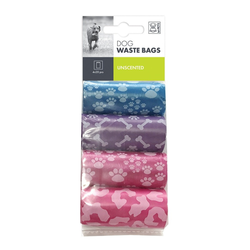 M-Pets Dog Waste Bags For Dog, Mixed Colour, 80 Bags (4 x 20)