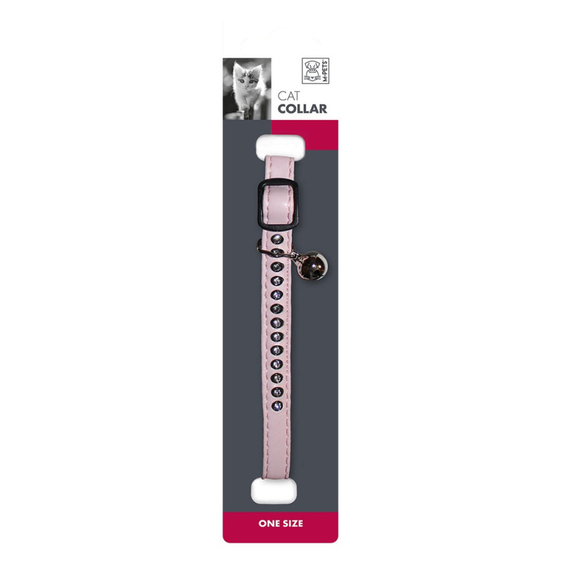 M-Pets Jewel Cat Collar With Bell One Size Fits All, Pink