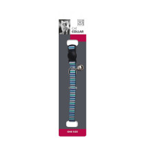 M-Pets Lines Cat Collar With Bell One Size Fits All, Blue
