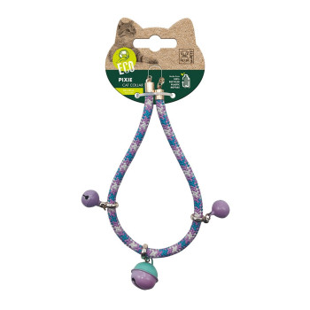 M-Pets Pixie Cat Eco Collar With Bell, Purple And Teal (0.6 cm x 30 cm)