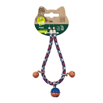 M-Pets Pixie Cat Eco Collar With Bell, Red And Blue (0.6 cm x 30 cm)