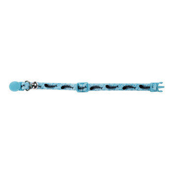 M-Pets Zany Cat Eco Collar With Bell, Light Blue Fish Bone (1 cm x 20-30 cm)