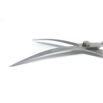 M-Pets Curved Grooming Scissors, Stainless Steel For Dog And Cat, Silver