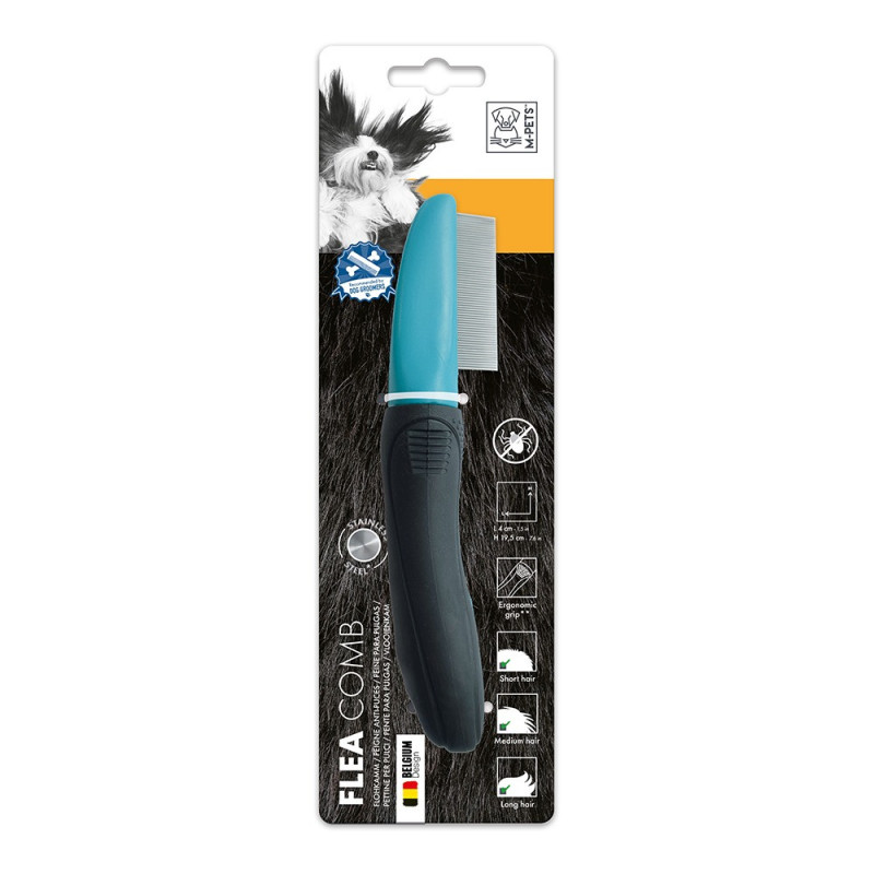 M-Pets Flea Comb Durable and Long-Lasting Plastic, Black/Blue