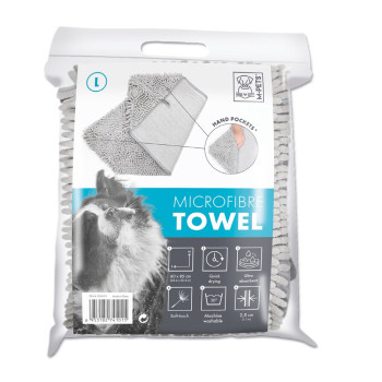 M-Pets Microfibre Towel For Dog, Large (60 x 85cm), Grey