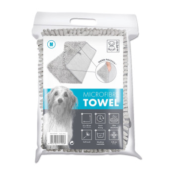 M-Pets Microfibre Towel For Dog, Medium (35 x 80cm), Grey
