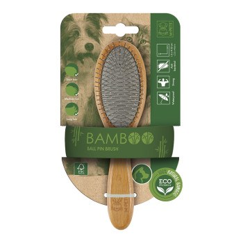 M-Pets Bamboo Ball Pin Brush For Dog And Cat, Brown