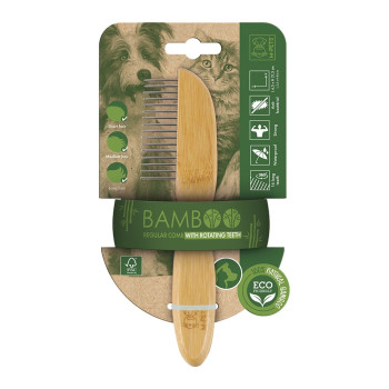 M-Pets Bamboo Regular Comb 16 Teeth For Dog And Cat, Brown (5.5 x 21.5 cm)