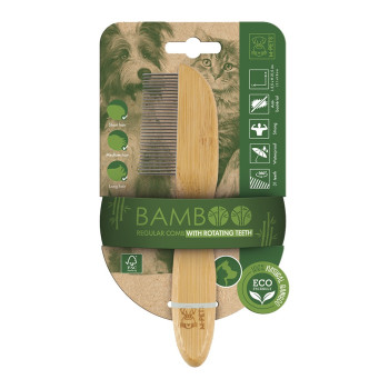 M-Pets Bamboo Regular Comb 31 Teeth For Dog And Cat, Brown (5.5 x 21.5 cm)