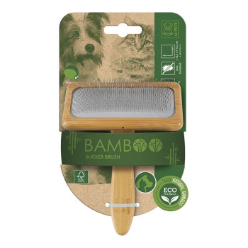 M-Pets Bamboo Slicker Brush For Dog And Cat Brown, Large (12.2 x 15.5cm)