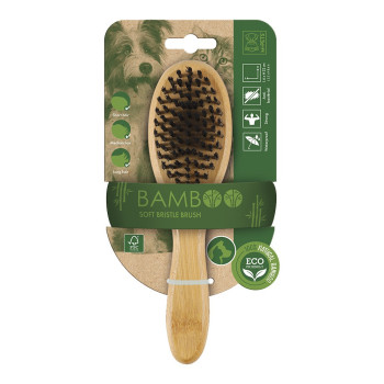 M-Pets Bamboo Soft Bristle Brush For Dog And Cat, Brown