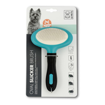 M-Pets Oval Slicker Brush For Dog, Large, Black/Blue