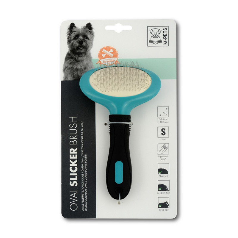 M-Pets Oval Slicker Brush For Dog, Small, Black/Blue