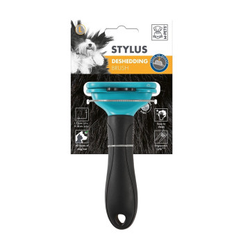 M-Pets Stylus Deshedding Brush For Dog And Cat, Large (11 x 16cm), Black/Blue