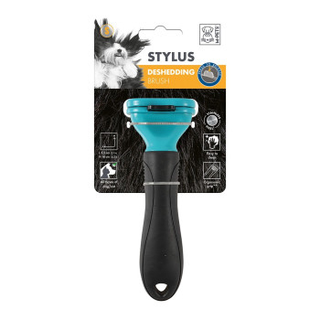 M-Pets Stylus Deshedding Brush For Dog And Cat, Small (5.5 x 16cm) Black/Blue
