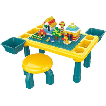 Little Story Blocks 4 In 1 Activity Table With Stool - Green