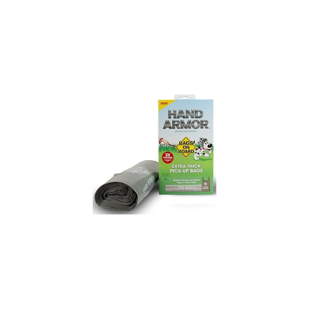 Bags On Board Hand Armor Extra Thick Waste Pick-Up Bags, 100 Bags