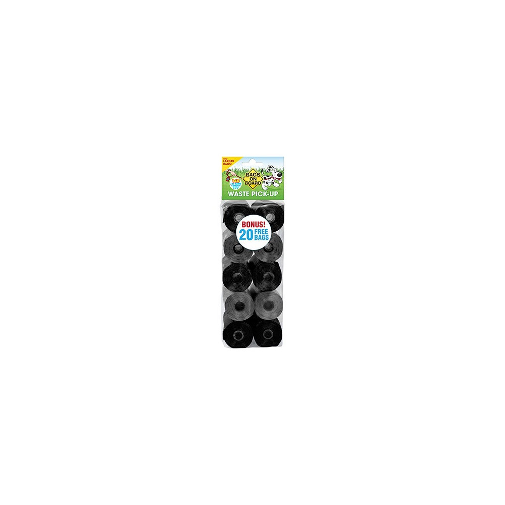 Bags On Board Waste Pick-Pick Up Refill Bags Neutral Roll, Black, 140 Bags