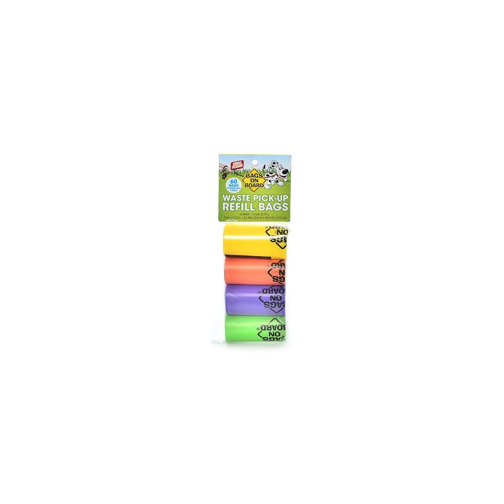 Bags On Board Waste Pick-Up Refill Bags, Multi-Colour, 60 Bags