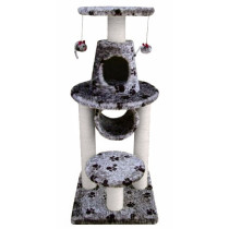 Fauna Bonalti Cat Play Tower With Paw Print W House Scratcher, Grey