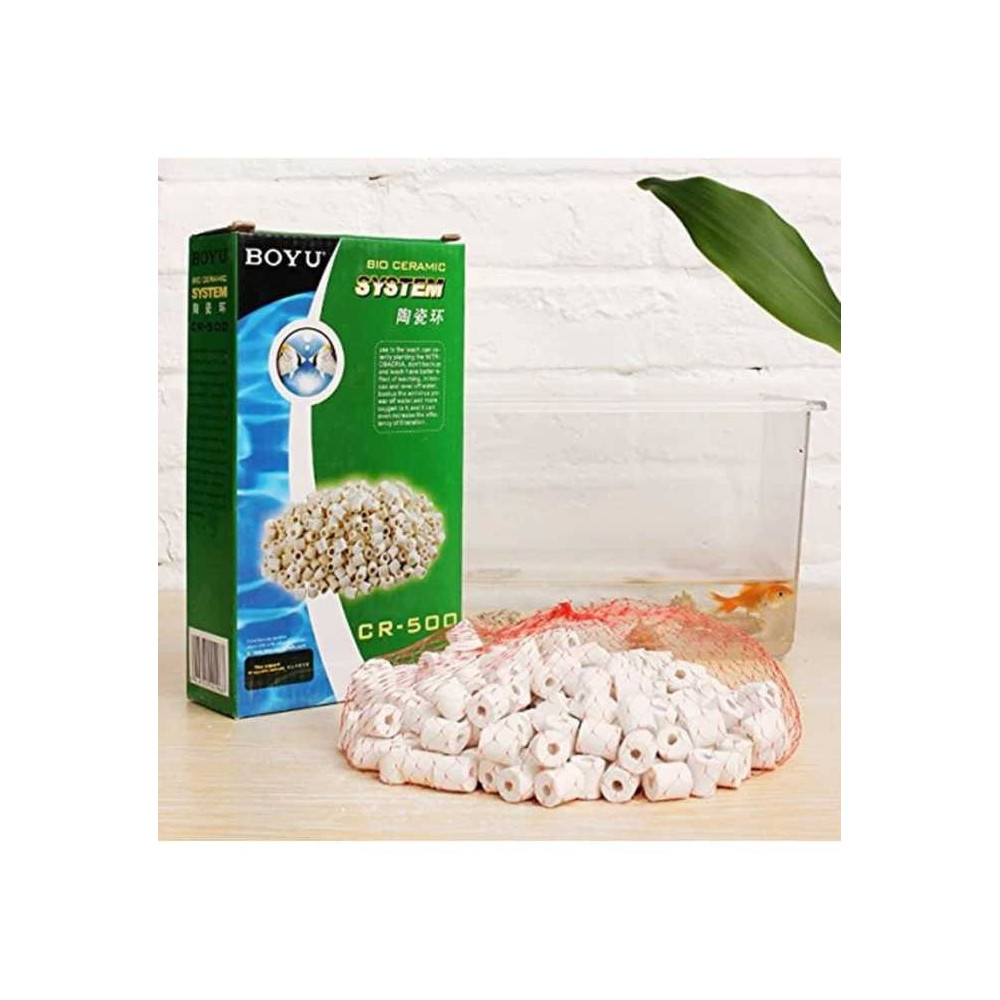 Boyu Bio Aquarium Ceramic System Cr-500 Fish Tank Clean Rings, White