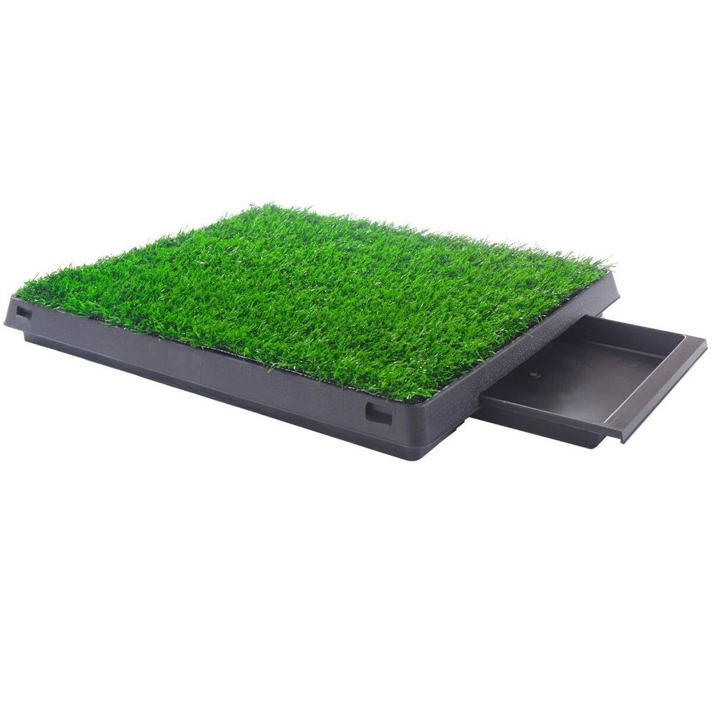 M-Pets Grass Mat Training Pad With Tray For Dog, Green