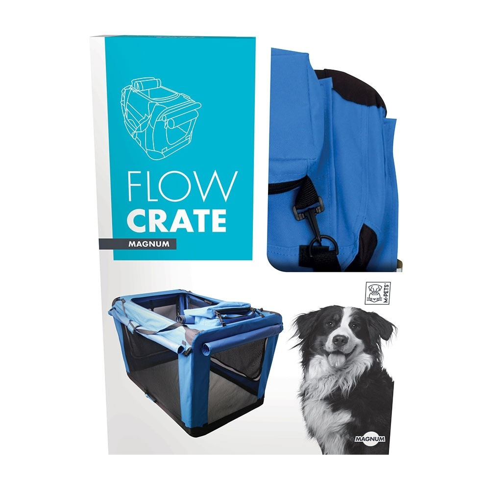 M-Pets Flow Crate For Dog Magnum (L107 x W77 x H79.5Cm), Black/Blue