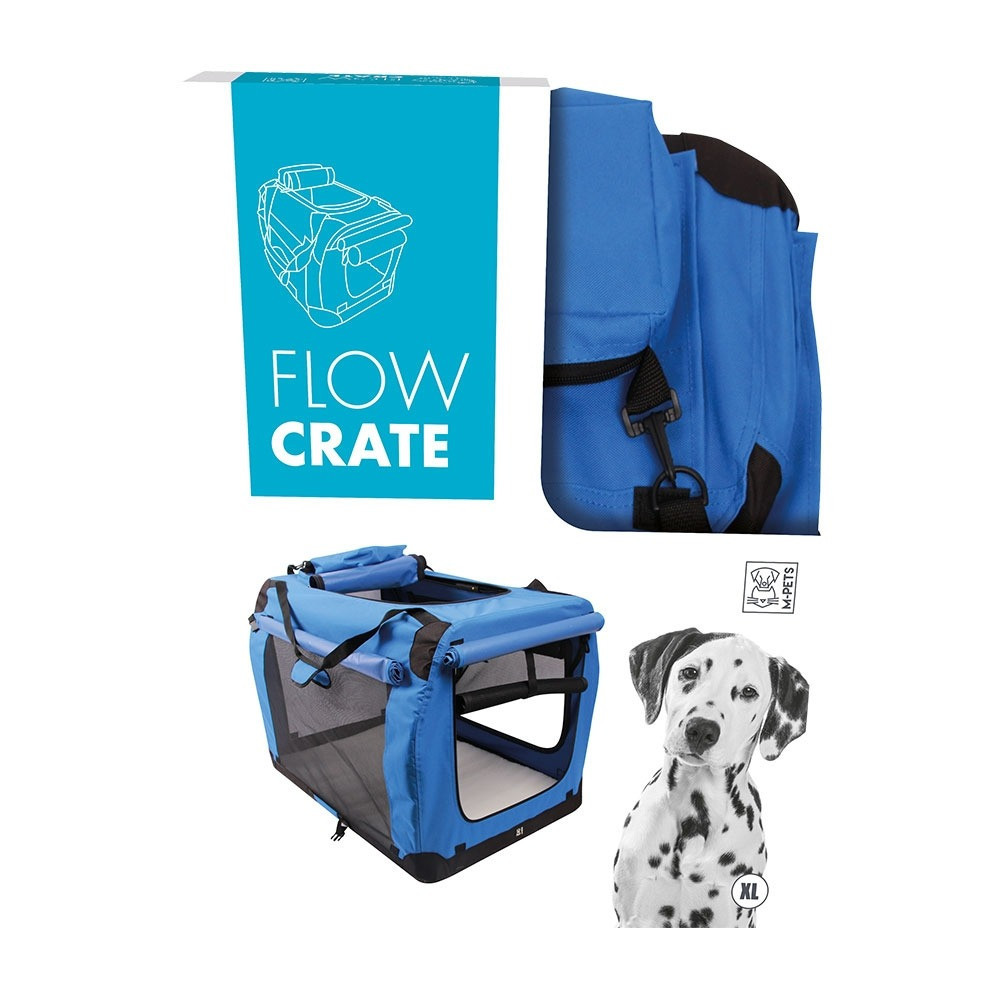 M-Pets Flow Crate For Dog, XL (L81 x W59 x H59Cm), Black/Blue