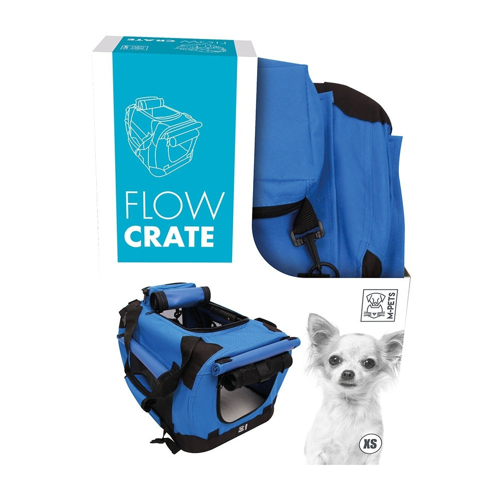 M-Pets Flow Crate For Dog, XS (L41 x W28 x H28Cm), Black/Blue