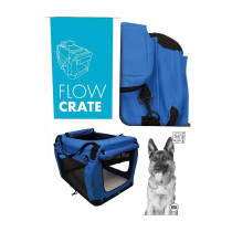 M-Pets Flow Crate For Dog, XXL (L91 x W63 x H63Cm), Black/Blue