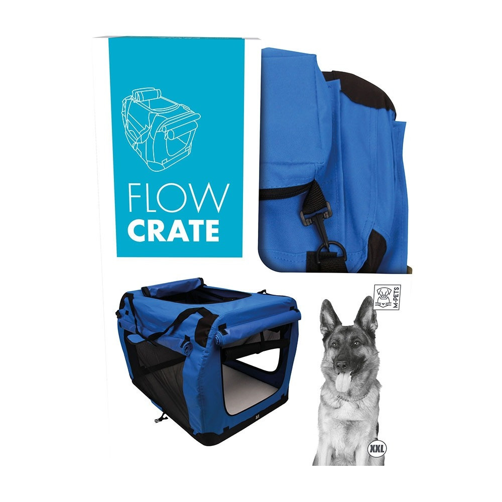M-Pets Flow Crate For Dog, XXL (L91 x W63 x H63Cm), Black/Blue
