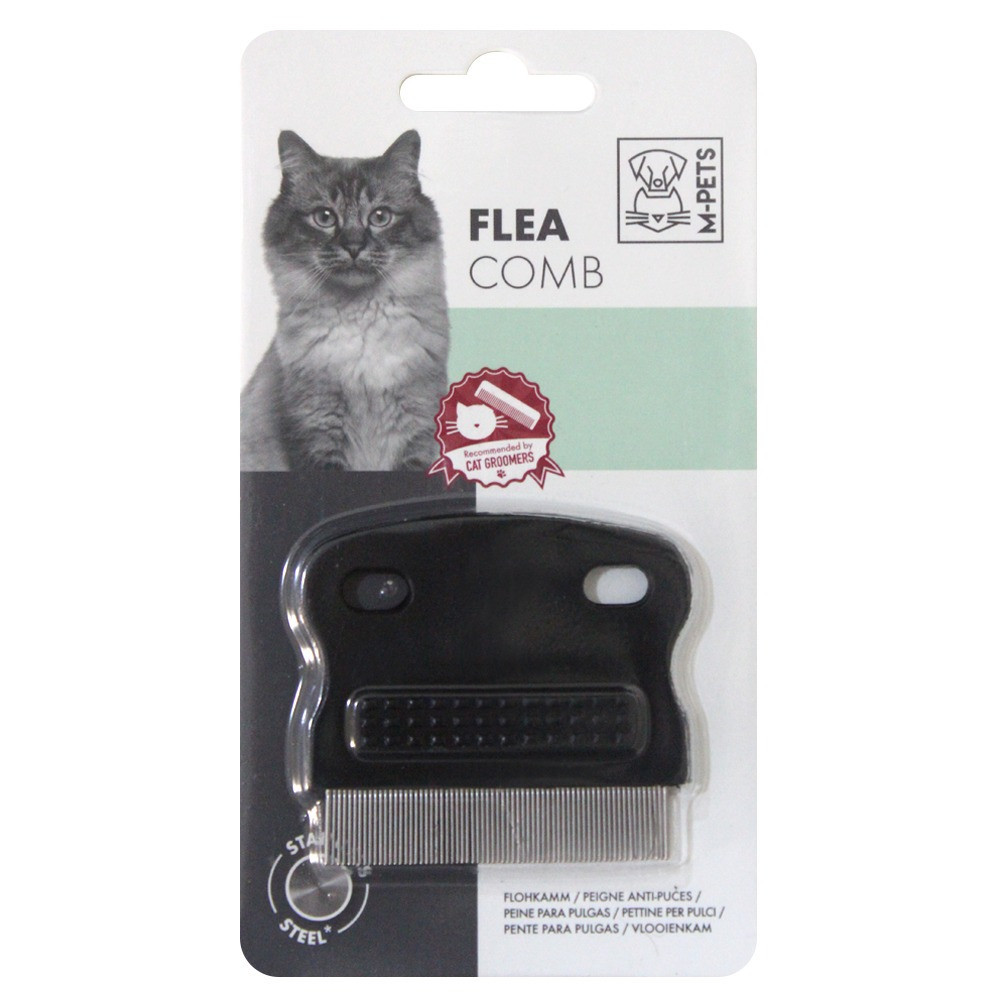 M-Pets Cat Flea Comb Stainless Steel, Black