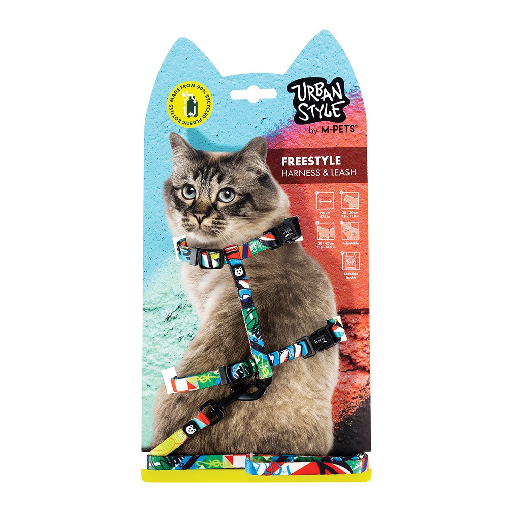 M-Pets Freestyle Cat Eco Set Harness And Leash, Multicolour