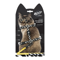 M-Pets Wild Safari Cat Set Harness And Leash, Black/White