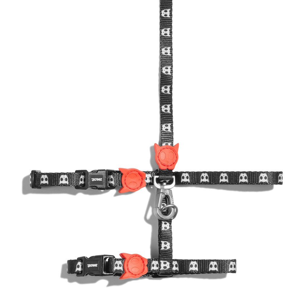 Zee.Cat Skull 2.0 Harness And Leash Set Adjustable Fit For Cat, Black