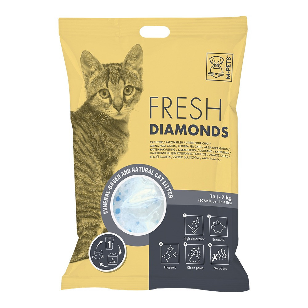 M-Pets Fresh Diamonds Silica Gel Cat Litter Non Scented, 15L