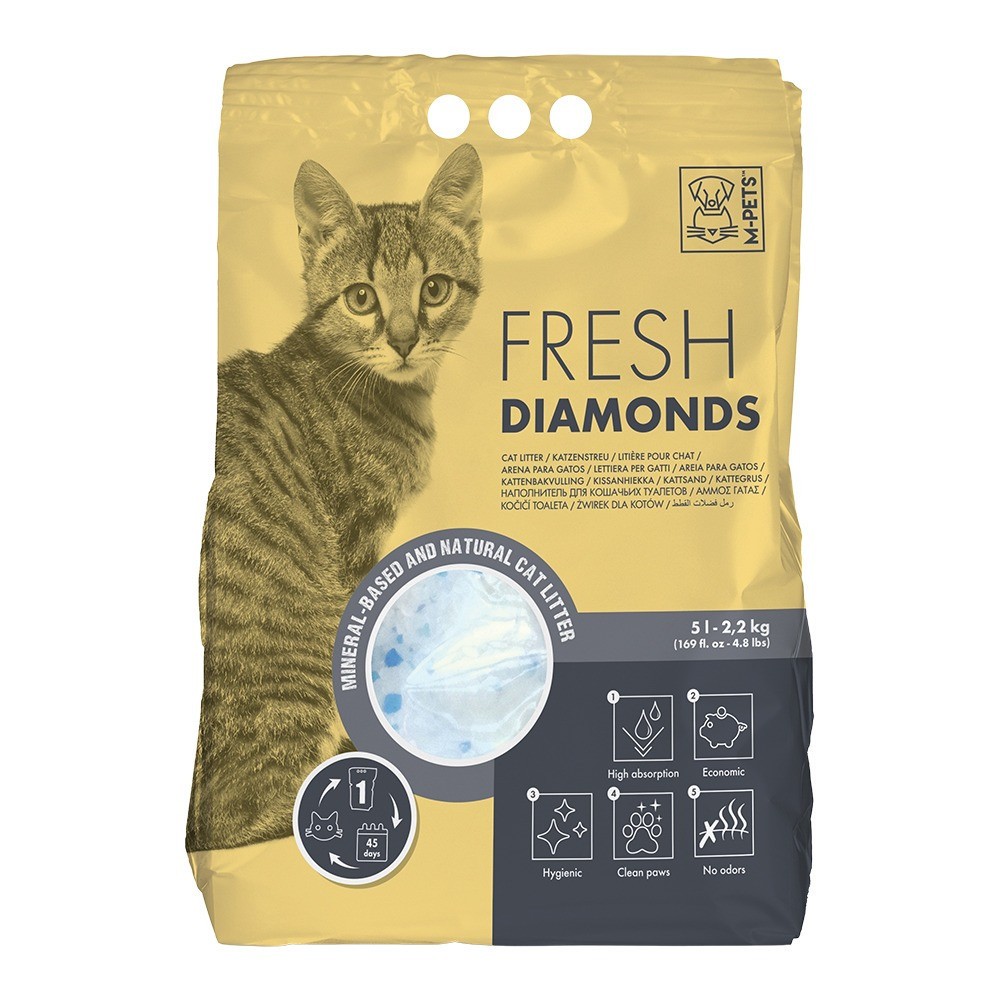 M-Pets Fresh Diamonds Silica Gel Cat Litter Non Scented 5L