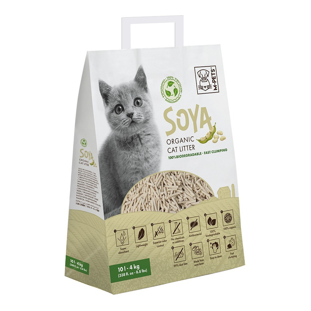 M-Pets Soya Organic Cat Litter Non Scented 100 Percentage Biodegradable, 10 L
