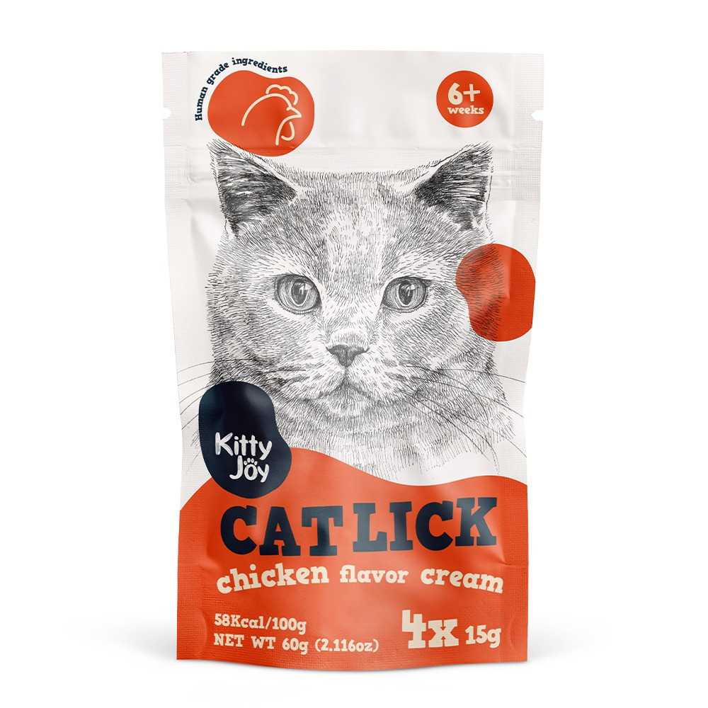 Kitty Joy Cat Lick Chicken Flavor Cream Cat Treats, (4x15g) 60g