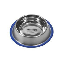 Kruuse Buster Shallow Dish Stainless Steel Bowl Blue Base For Pet, 235 ml