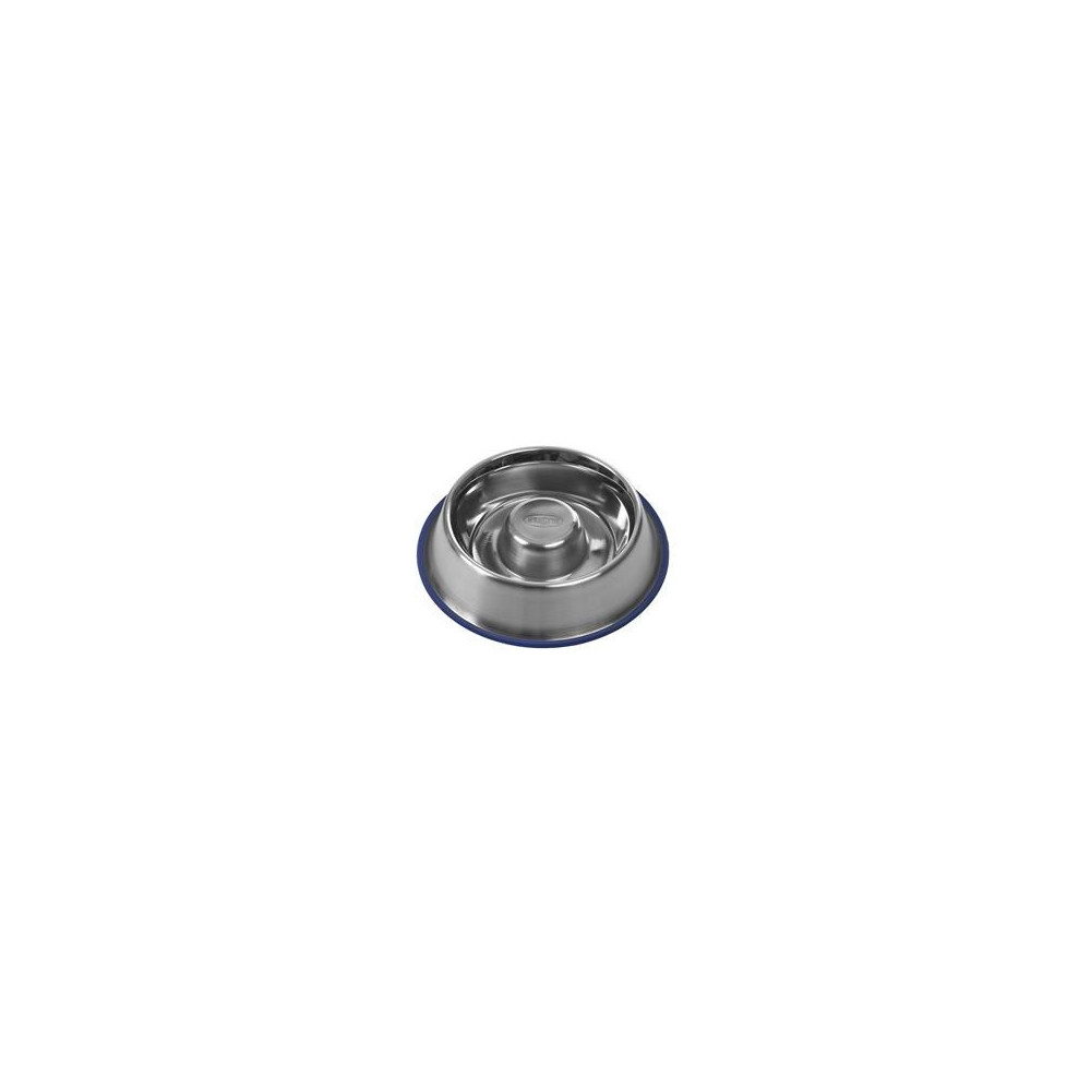 Kruuse Buster Stainless Steel Slow Feeder Pet Food Bowl Blue Base, Medium