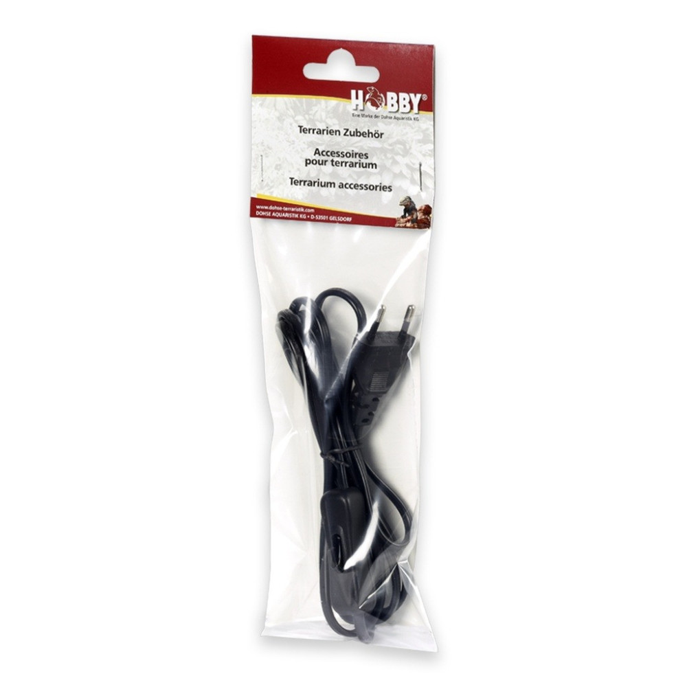 Hobby Terrarium, Cable With Plug And Switch 2 Meter, Black