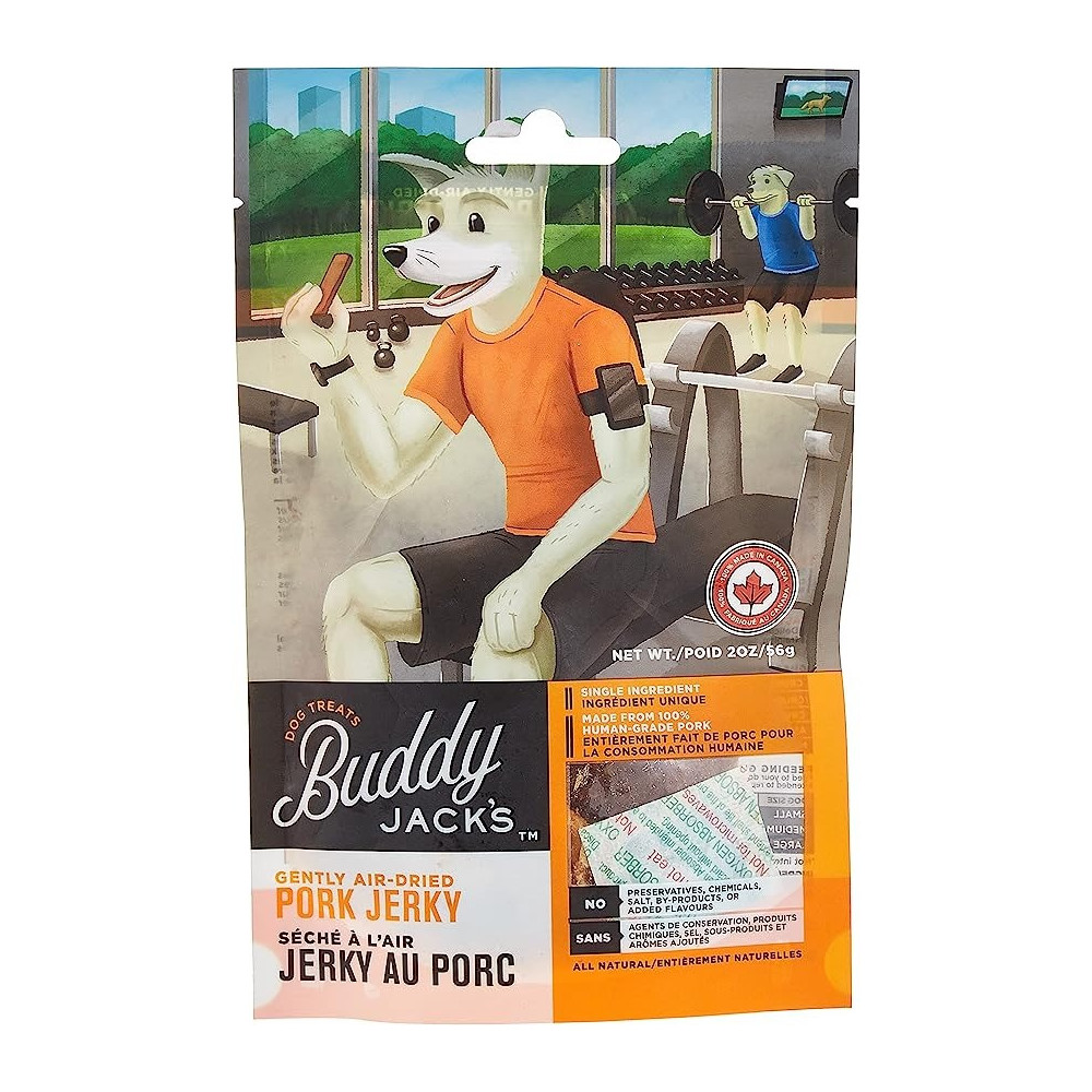 Buddy Jacks Air-Dried Pork Jerky Dog Treats, 56Gm