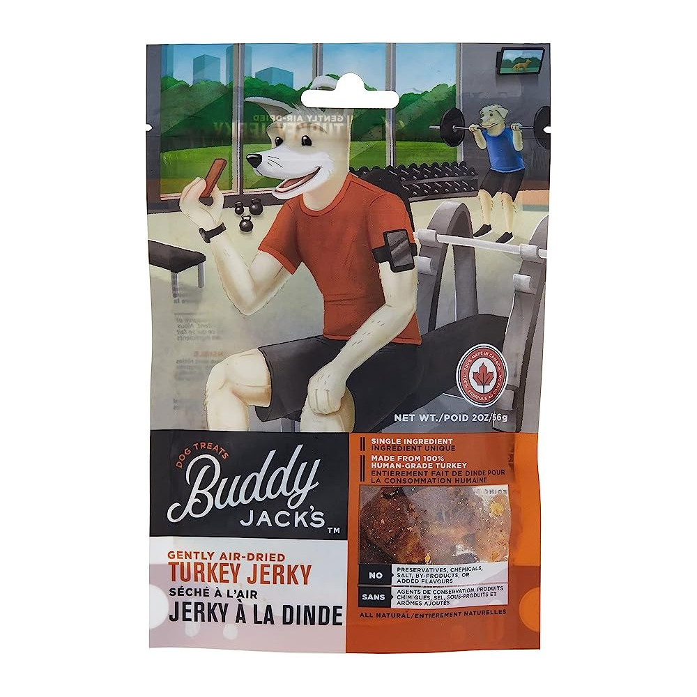 Buddy Jacks Air-Dried Turkey Jerky Dog Treats, 56Gm