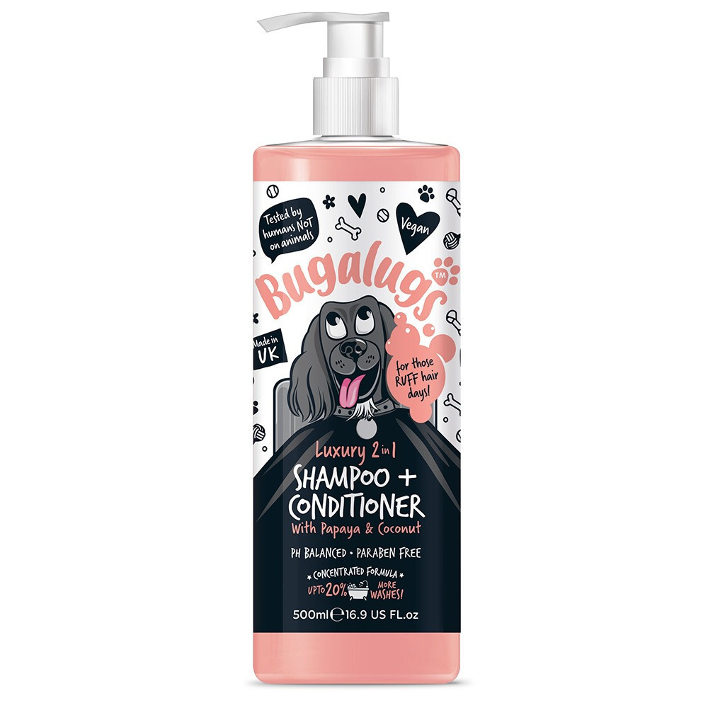 Bugalugs Luxury 2 In 1 Papaya And Coconut Dog Shampoo And Conditioner, 500Ml