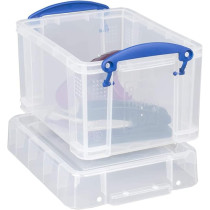 Really Useful Box Plastic Storage Box With Lid 3L Capacity, Clear